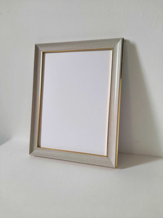 Moldura para fotografias elegante extra leve ouro cinza claro