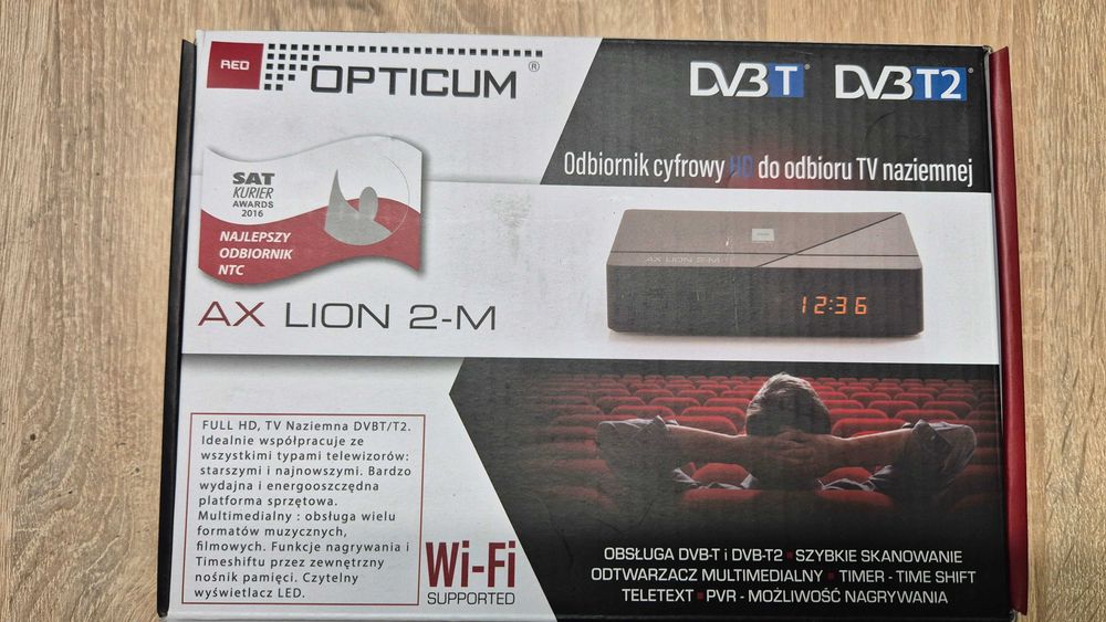 Dekoder Opticum RED AX LION 2-M telewizji naziemnej HD DVB-T HDMI SCART PVR USB odbiornik z pilotem