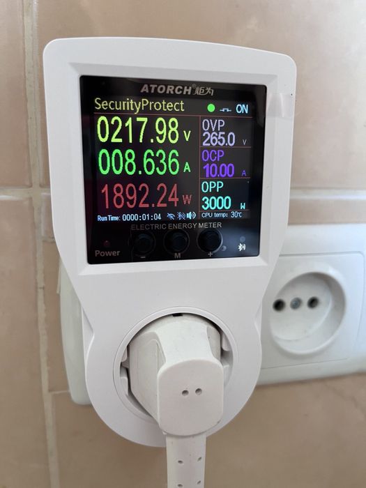 Ваттметр-розумна WI-FІ розетка  ATORCH S1W 16А