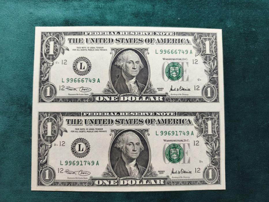 Banknot 1 dolar USA , nie przecięte !!