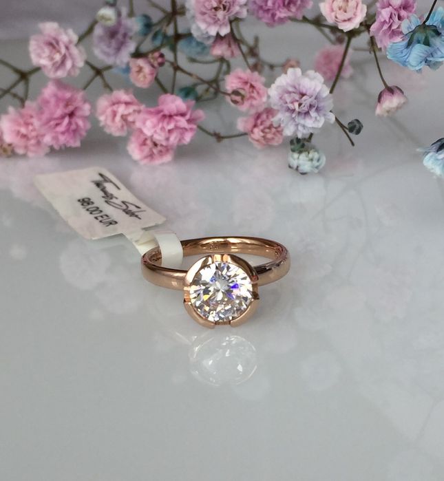 Знижка! Thomas Sabo позолочена каблучка, цирконій, срібло, р. 52/54