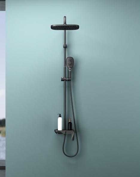 Zestaw prysznicowy z termostatem czarny mat