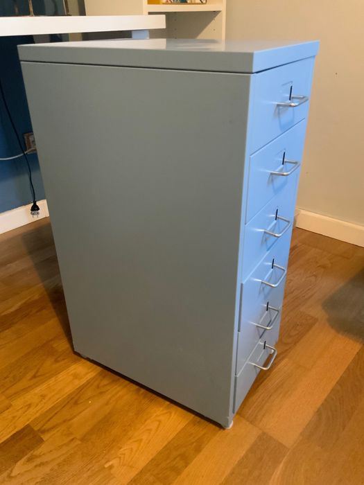 Bloco com gavetas metálico azul, Helmer, Ikea