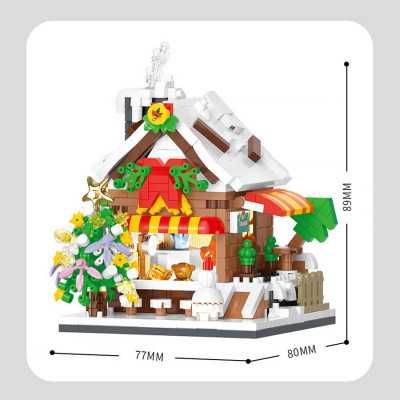 Конструктор новогодний домик магазин-кафе на 661 дет. с коробкой