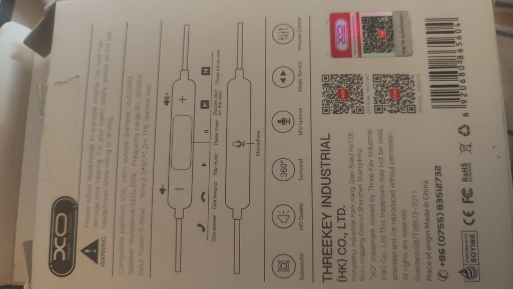 Fones de ouvido XO EP13 Lightning Branco para iPhone