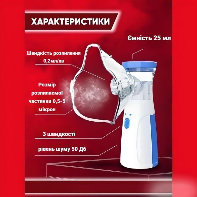 Розпродаж 185 грн. Безшумний портативний медичний інгалятор для всієї