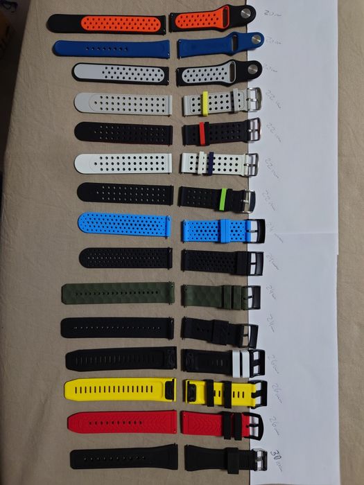 Várias braceletes silicone 20, 22, 24, 26, e 30