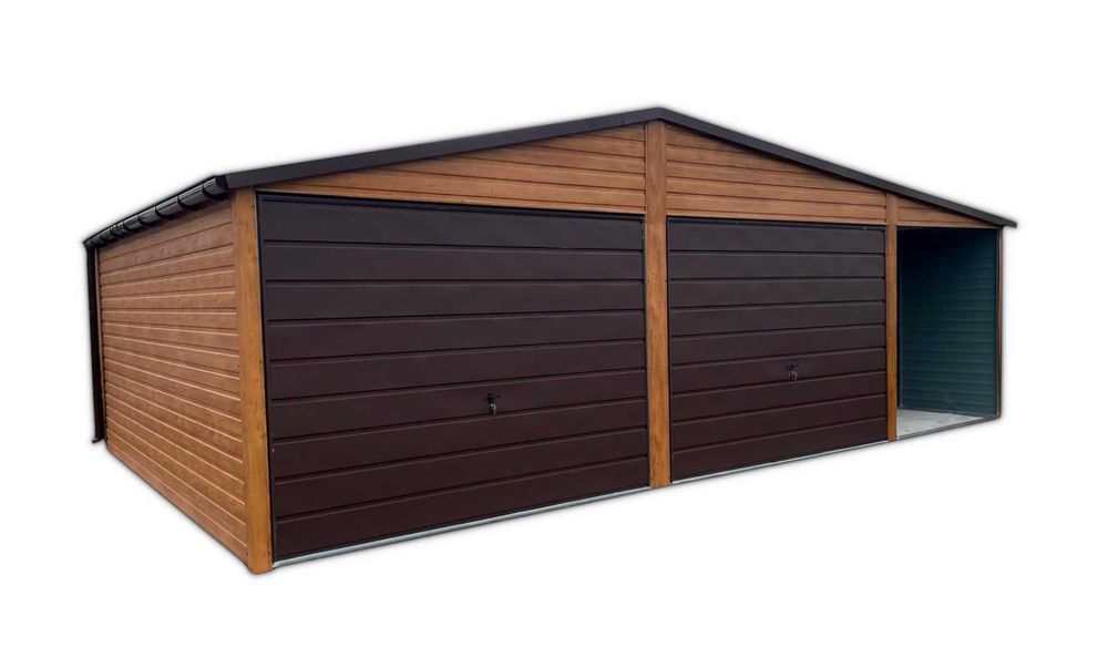 Garaż Blaszany Blaszak dwustanowiskowy 8x6 Wiata, brama uchylna