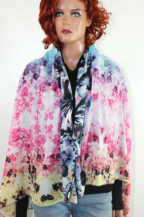 d9 DIVIDED BY H&M Stylowy Miękki Kolorowy Szal Apaszka 105x152