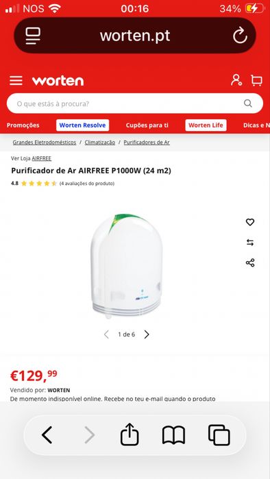 Purificador de Ar Airfree Sterilair 1000 - Como Novo