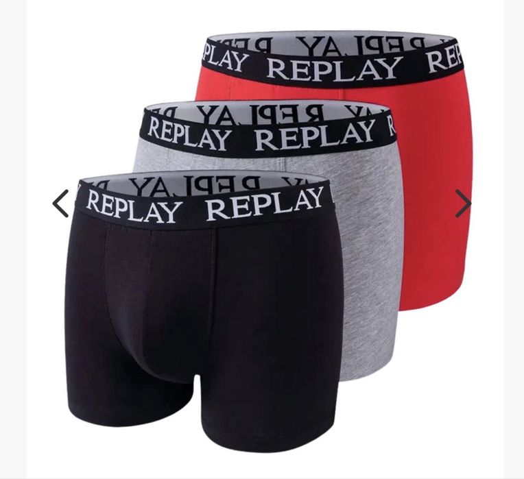 Replay bokserki męskie 3-pack XXL czarne szare czerwone oryginalne pudełko