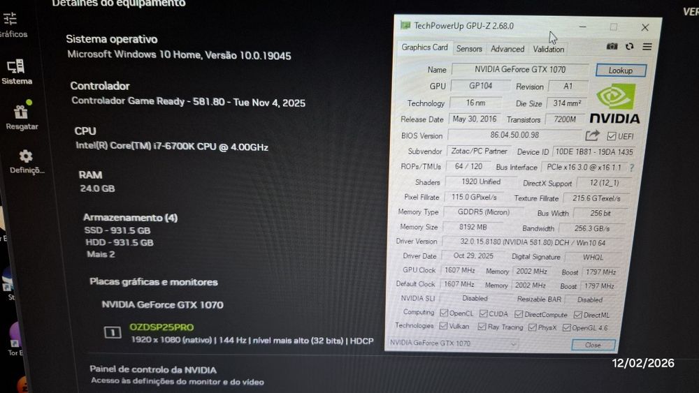 Nvidia GTX 1070 8Gb Zotac AMP Extreme - RESERVADO