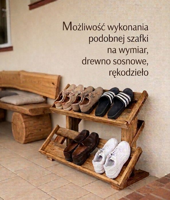 Ręcznie robiona szafka na buty z drewna sosnowego