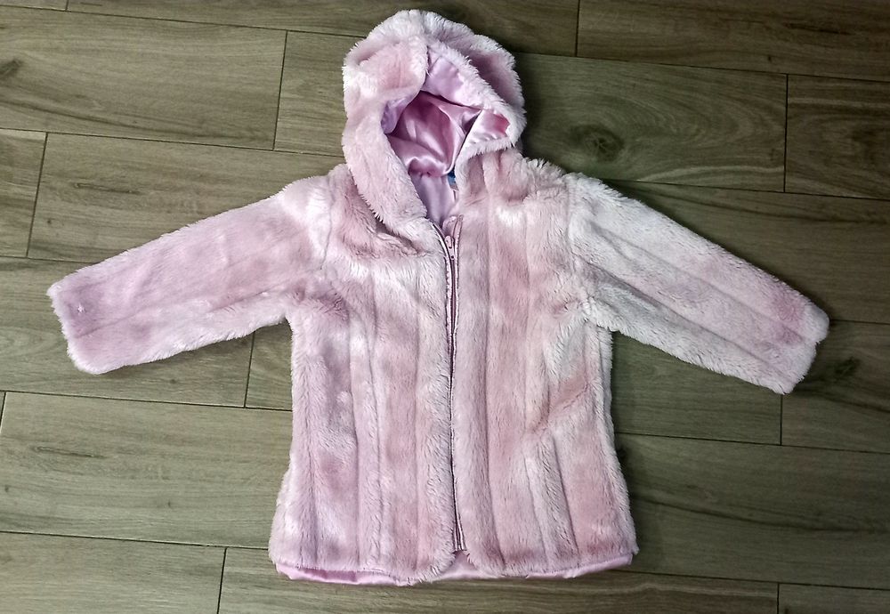 Kurtka, futerko różowe dla dziewczynki 104