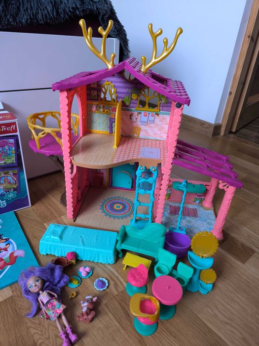 Zestaw Enchantimals - 2 domki, auto, lalki + 2 nowe, puzzle, książka