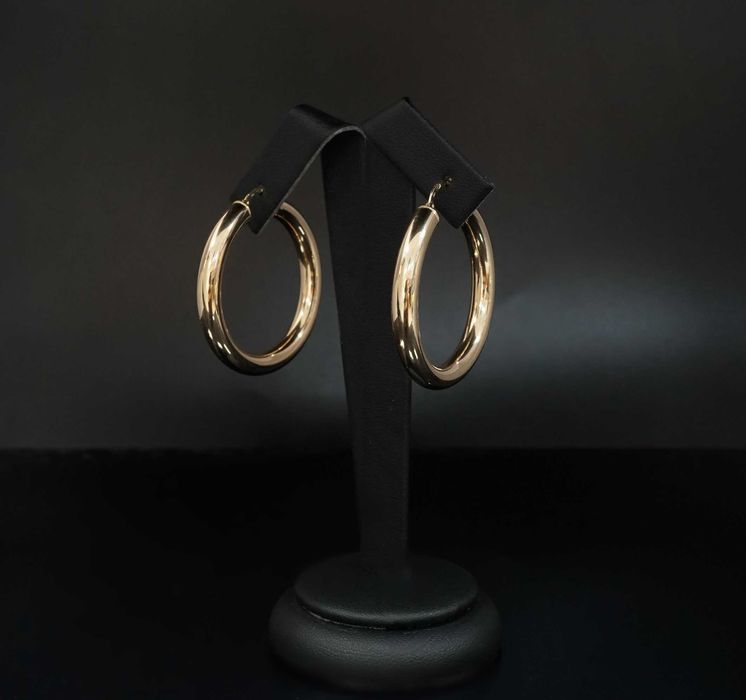 Złoto 585-złote kolczyki koła