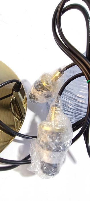 Candeeiro Suspensão 3 Cúpulas de Vidro com metal Dourado (Nova)