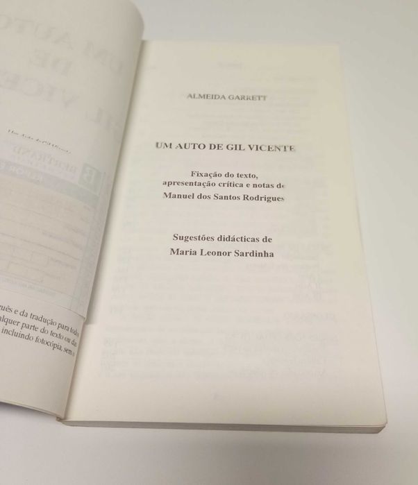 Um auto de Gil Vicente, de Almeida Garrett
Leitura crítica e sugestões