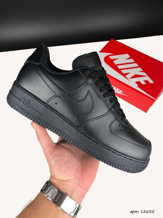 ХУТРО! Зимові Nike Air Force 1 Low All Black 41 42 43 44 45 найк
