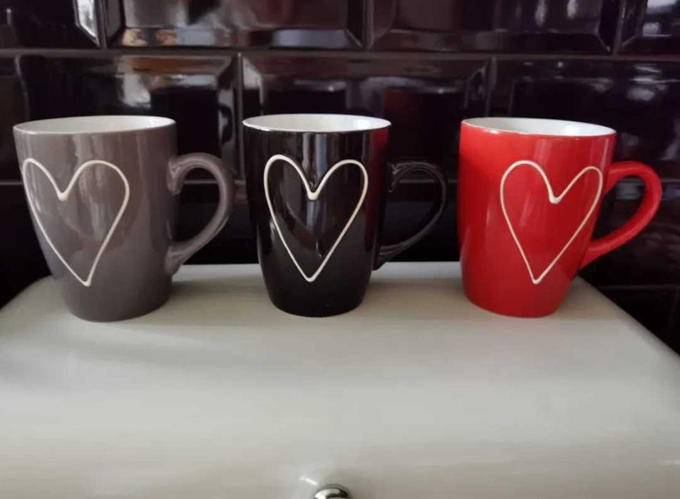 Walentynki kubki serca home&you komplet 3 sztuki