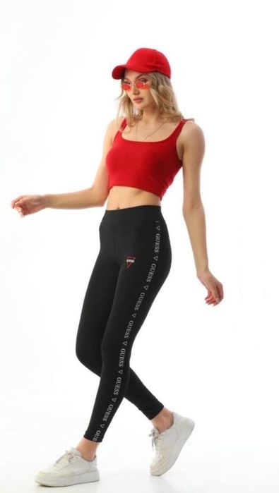 XS Guess czarne sportowe legginsy damskie