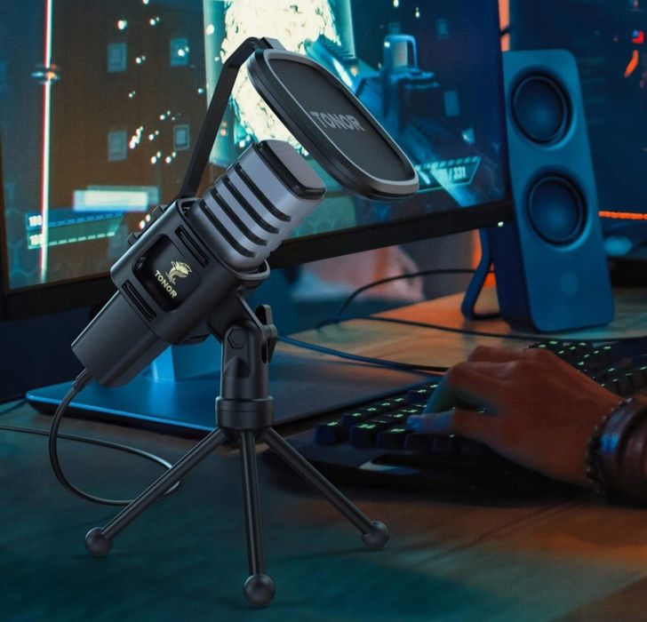 Pojemnościowy Mikrofon USB do Komputera Statyw z Podstawa TONOR TC30+