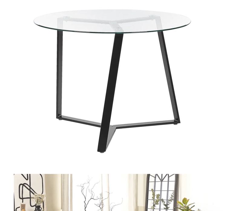 Mesa vidro e ferro preto - Beliani