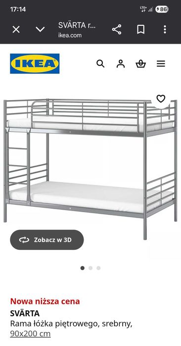Łóżko ikea metalowe