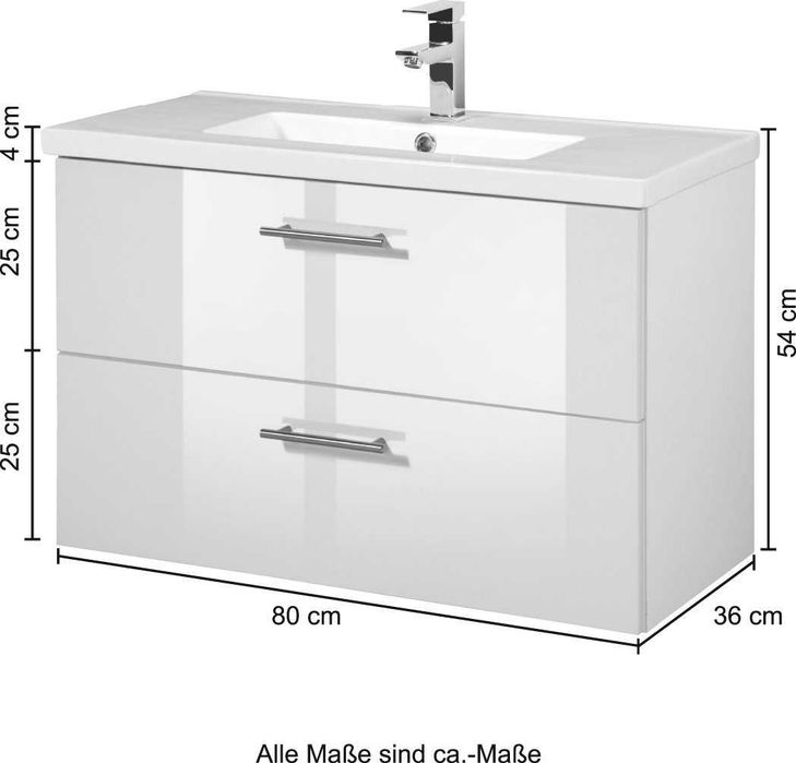 Szafka pod umywalkę 80x36 wysoka jakość cichy domyk BIAŁY POŁYSK NOWA
