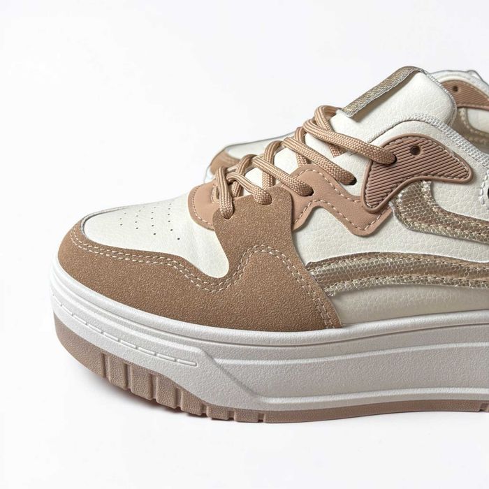 Buty sportowe damskie sneakersy beżowe rozmiar 37 na platformie panterka