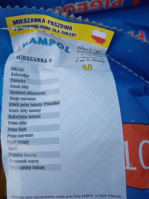 Karma dla gołębi Uniwersalna 25kg U Kampol