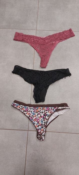 Stringi 3 pary koronka