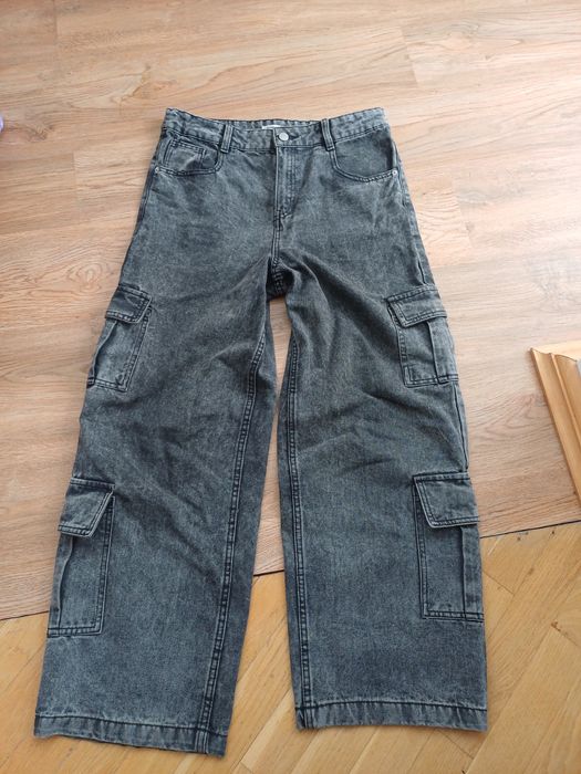 Джинсові штани карго з кишенями