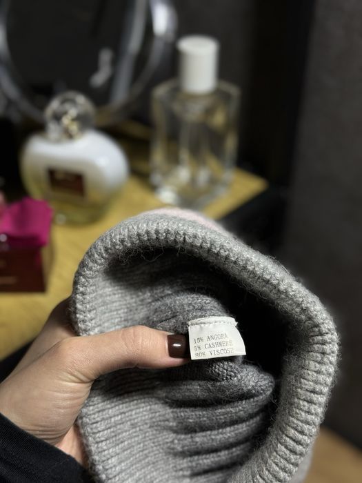 Жіноча сіра шапка ангора-кашемір-віскоза