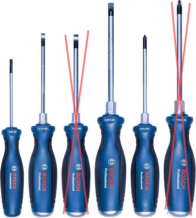 Zestaw śrubokrętów Bosch z pobijakiem PH1 PH2 SL6.5 SL5.5 SL4.5 SL3.5
