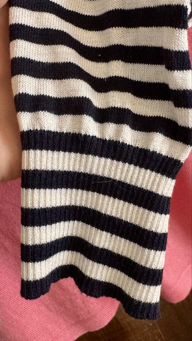 Sweter Max Mara Weekend paski czarno białe różowy dół L
