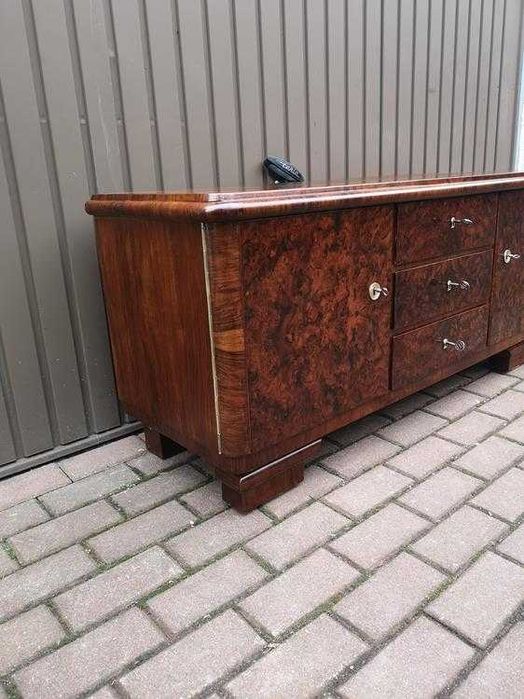 Komoda ART-DECO RTV Niska 134 Orzech Zgrabna Stara Antyk Po Renowacji.