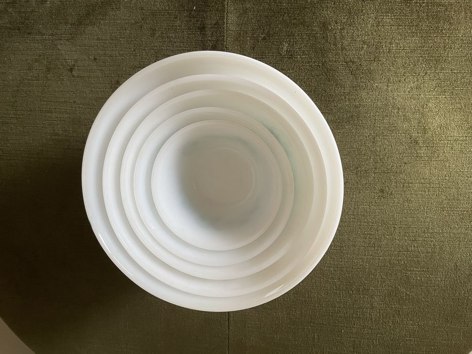 Conjunto de 5 saladeiras / taças em vidro decoradas