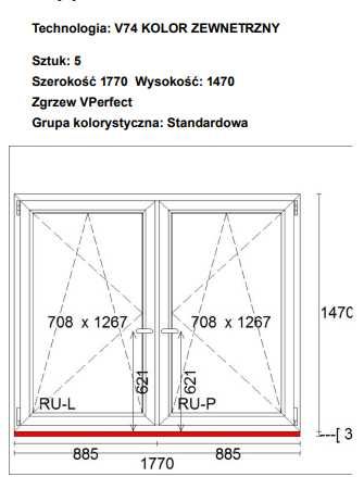 Okno dwuskrzydłowe 1770x1470