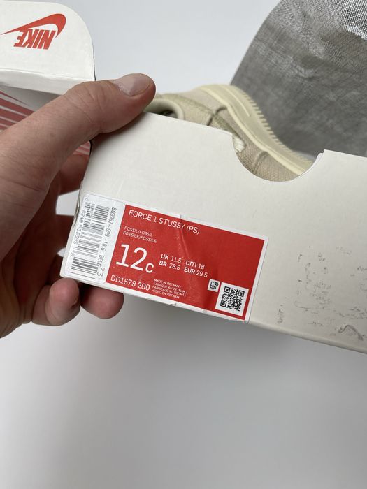 Оригинал Nike Air Force 1 Low Stussy Fossil PS (DD1578 200) детские