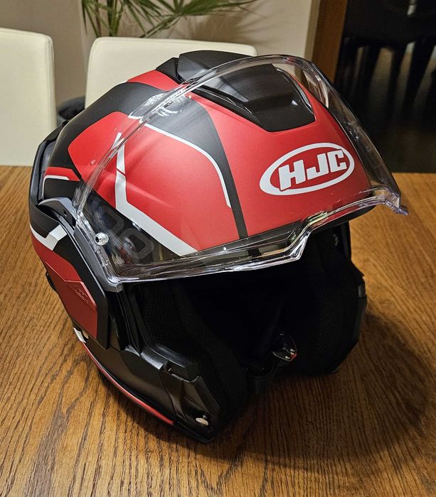 Kask motocyklowy HJC i100 szczękowy LORIX czerwono-czarny M