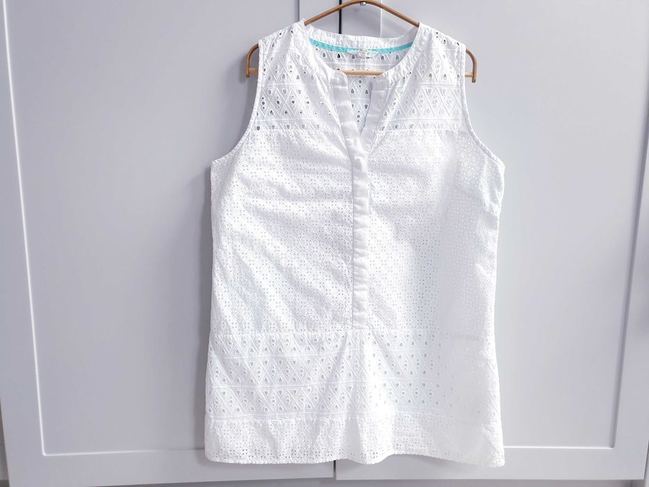 Bbluzka koszula tunika biała haftowana White Stuff 42 44