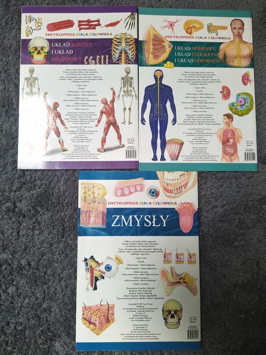 Trzy książki encyklopedia ciała człowieka