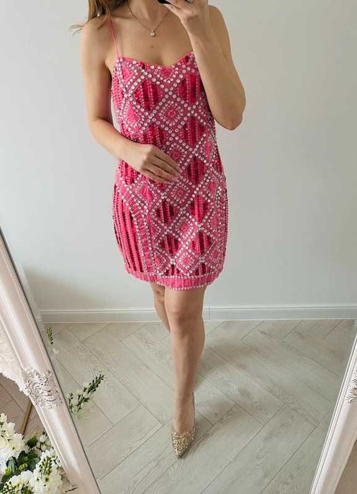 Przepiękna zdobiona sukienka ASOS 44 XXL