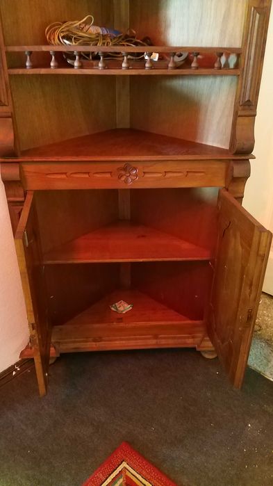 Móvel Cantoneira de Canto Apoio Madeira Maciça Trabalhada Vintage