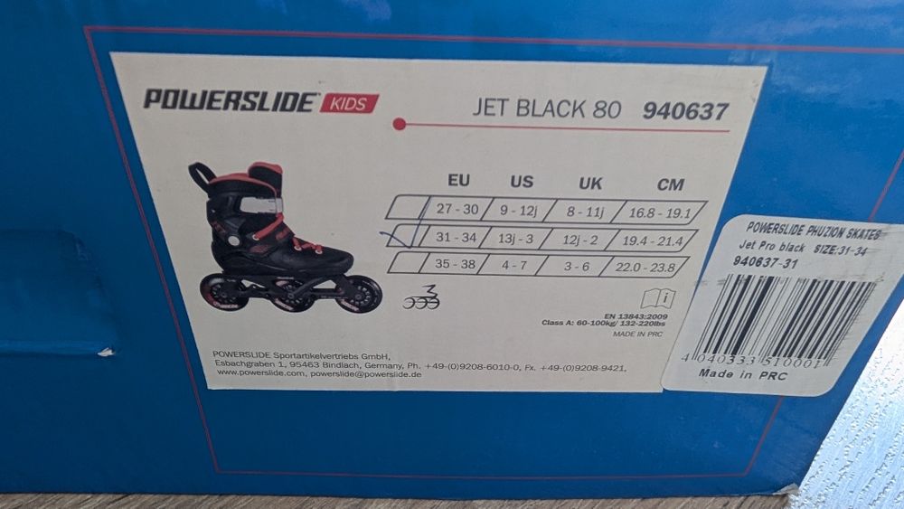 Ролики дитячі Powerslide Jet Pro Black 31-34