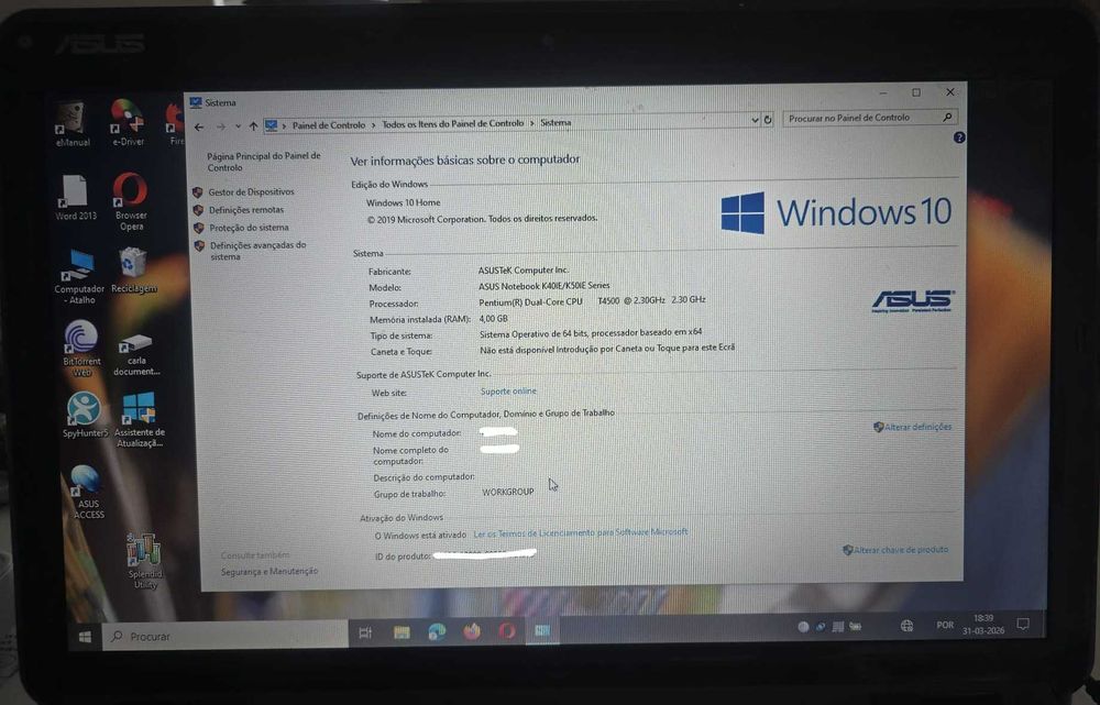 Portátil Asus K50IE