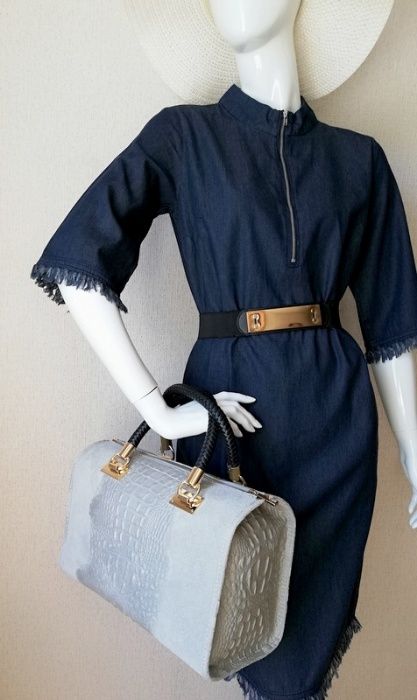 Jeansowa Sukienka Tunika zip 38 M frędzle boho dżinsowa denim