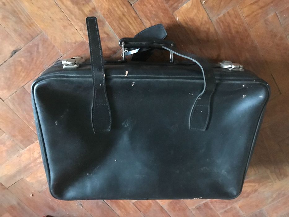 últimos dias - Mala  de viagem vintage em pele para uso ou decoração