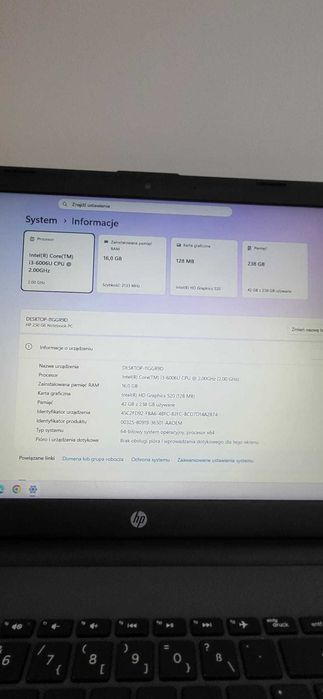 Laptop HP 255 G6 Procesor I3 16GB RAM DYSK SSD M2